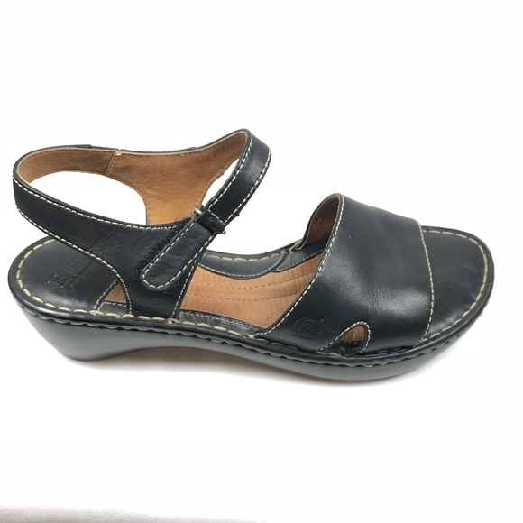 born black leather sandals